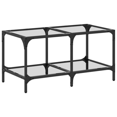 Sofabord med transparent glastop 78,5x40x40 cm stål