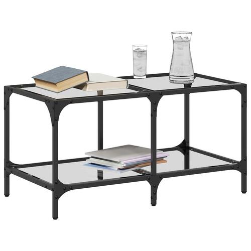 Sofabord med transparent glastop 78,5x40x40 cm stål