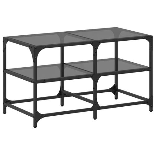 Sofabord med sort glastop 78,5x40x45 cm stål