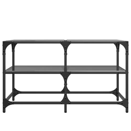 Sofabord med sort glastop 78,5x40x45 cm stål