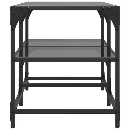 Sofabord med sort glastop 78,5x40x45 cm stål