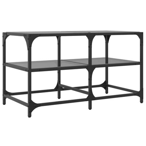 Sofabord med sort glastop 78,5x40x45 cm stål