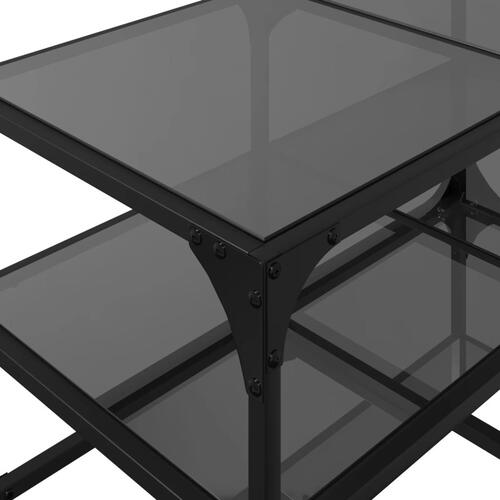 Sofabord med sort glastop 78,5x40x45 cm stål