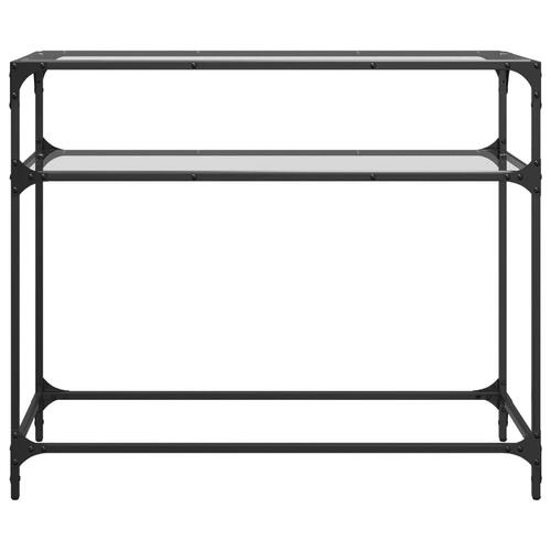 Konsolbord med transparent glastop 98x35x81 cm stål