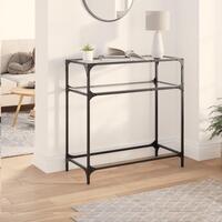 Konsolbord med transparent glastop 80x35x81 cm stål