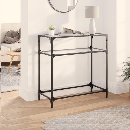 Konsolbord med transparent glastop 80x35x81 cm stål