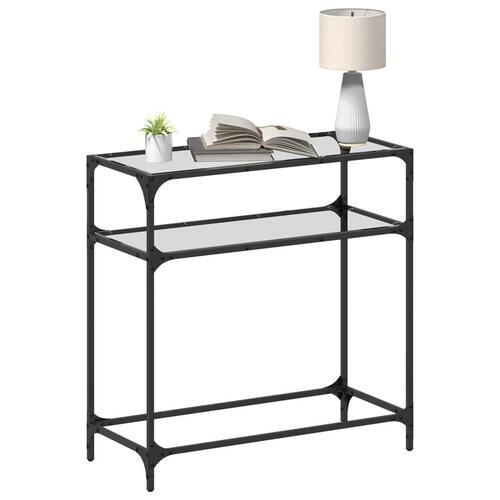 Konsolbord med transparent glastop 80x35x81 cm stål