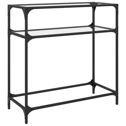 Konsolbord med transparent glastop 80x35x81 cm stål