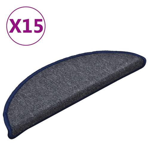 Trappemåtter 15 stk. 56x17x3 cm mørkegrå og blå