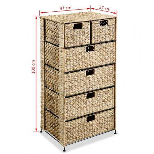 Opbevaringsenhed med 6 kurve - vandhyacint, 47 × 37 × 100 cm