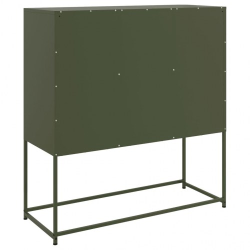 Skænk 100,5x39x107 cm stål olivengrøn
