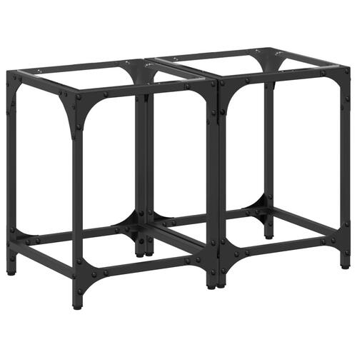 Sofaborde med transparent glastop 2 stk 30x30x40 cm stål