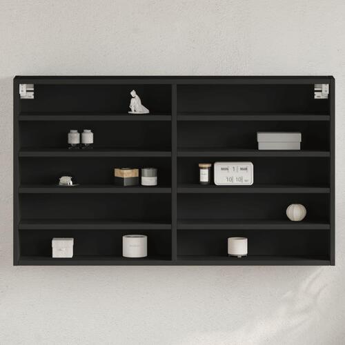Vitrineskab 100x15x58 cm konstrueret træ sort