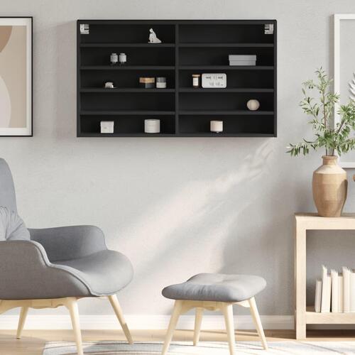 Vitrineskab 100x15x58 cm konstrueret træ sort