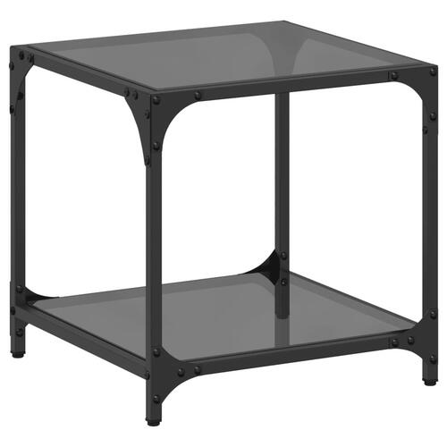 Sofabord med sort glastop 40x40x40 cm stål