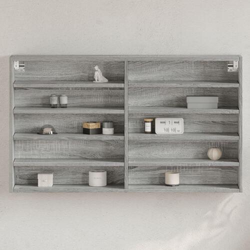 Vitrineskab 100x15x58 cm konstrueret træ grå sonoma-eg