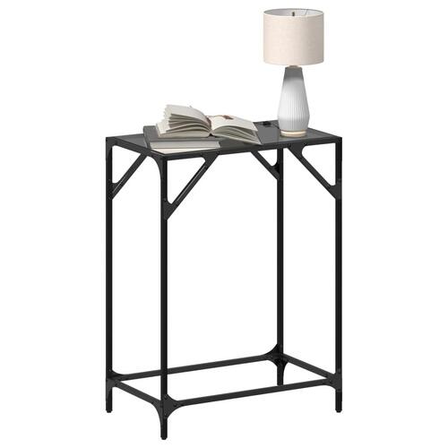 Konsolbord med sort glastop 60x35x81 cm stål