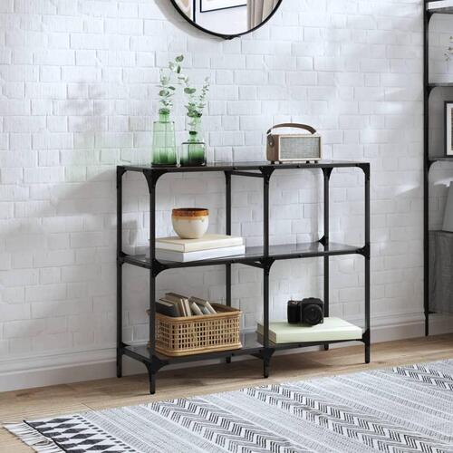 Konsolbord med sort glastop 98x30x81 cm stål