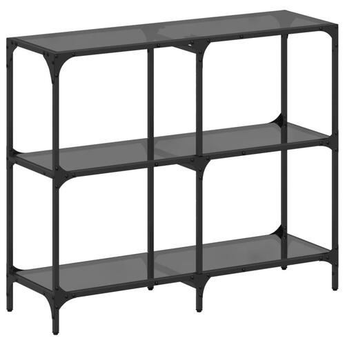 Konsolbord med sort glastop 98x30x81 cm stål