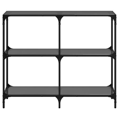 Konsolbord med sort glastop 98x30x81 cm stål