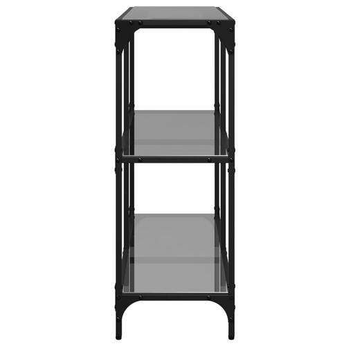 Konsolbord med sort glastop 98x30x81 cm stål