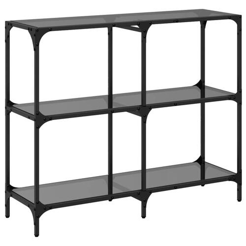 Konsolbord med sort glastop 98x30x81 cm stål
