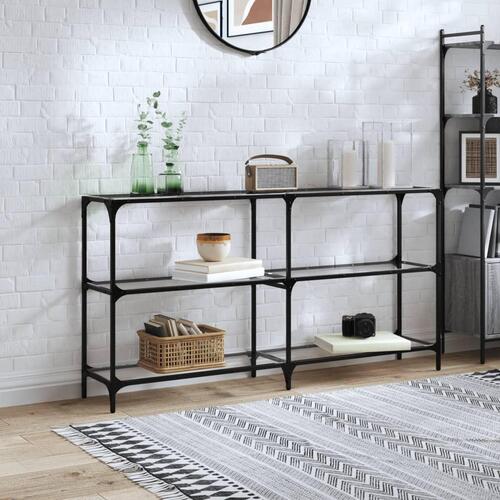 Konsolbord med transparent glastop 158,5x30x81 cm stål