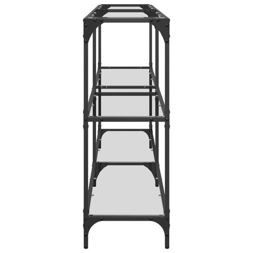 Konsolbord med transparent glastop 158,5x30x81 cm stål