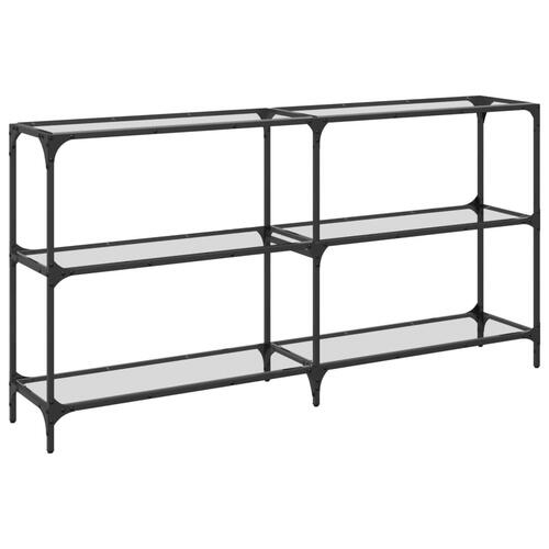 Konsolbord med transparent glastop 158,5x30x81 cm stål