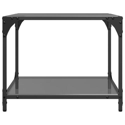 Sofabord med sort glastop 50x50x40 cm stål