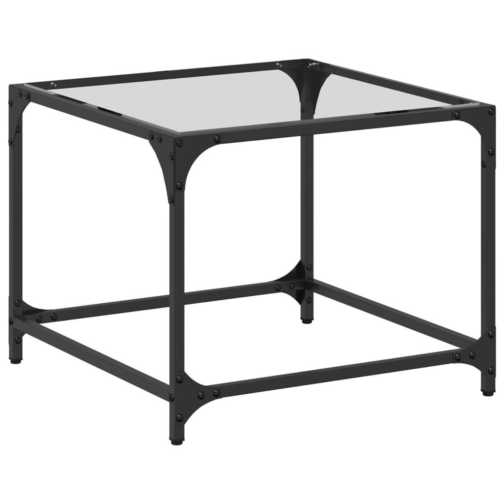 Sofabord med transparent glastop 50x50x40 cm stål