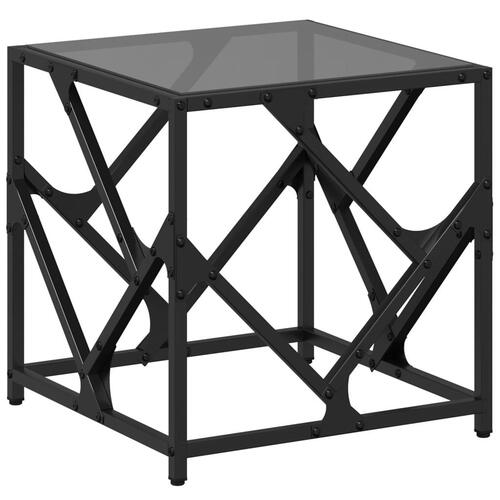 Sofabord med sort glastop 40x40x41 cm stål