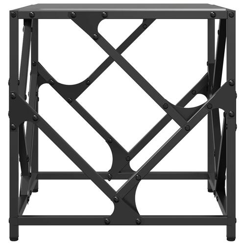 Sofabord med sort glastop 40x40x41 cm stål