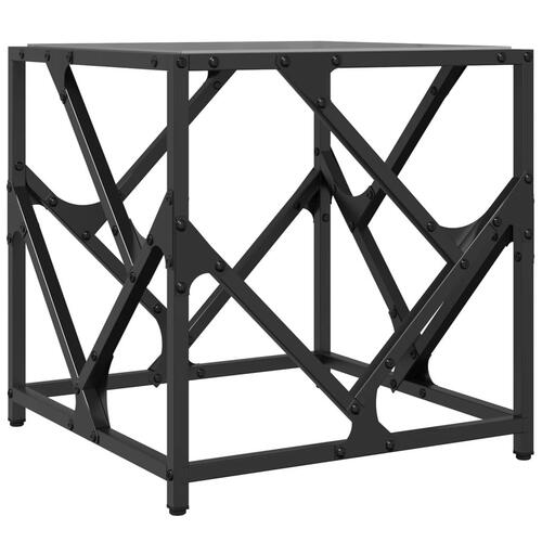 Sofabord med sort glastop 40x40x41 cm stål