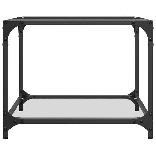 Sofabord med transparent glastop 50x50x40 cm stål