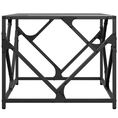 Sofabord med sort glastop 50x50x41 cm stål