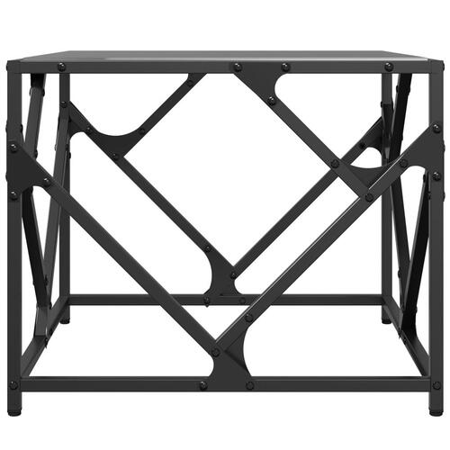 Sofabord med sort glastop 50x50x41 cm stål
