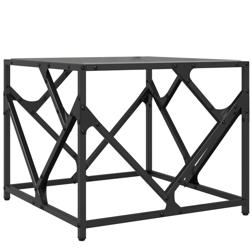 Sofabord med sort glastop 50x50x41 cm stål