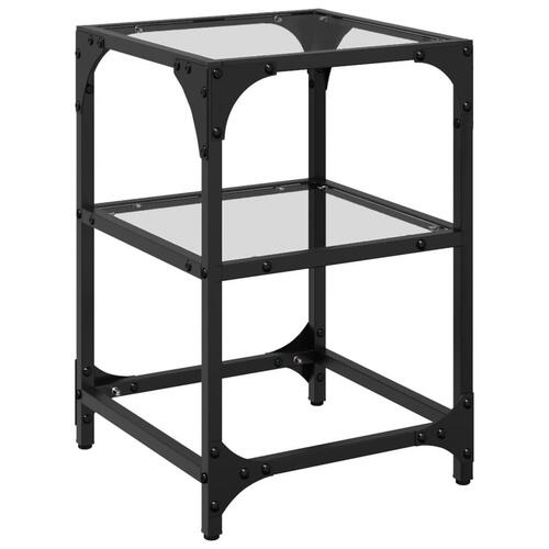 Sofabord med transparent glastop 30x30x45 cm stål