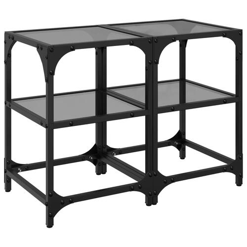 Sofaborde 2 stk. 30x30x45 cm sort glastop stål