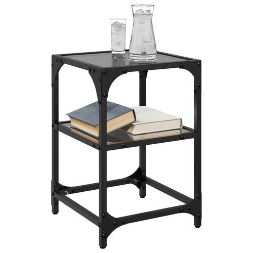 Sofaborde 2 stk. 30x30x45 cm sort glastop stål