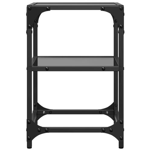 Sofaborde 2 stk. 30x30x45 cm sort glastop stål