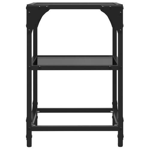 Sofaborde 2 stk. 30x30x45 cm sort glastop stål