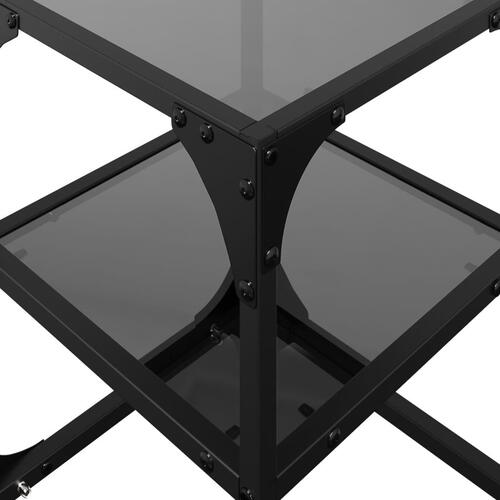 Sofaborde 2 stk. 30x30x45 cm sort glastop stål