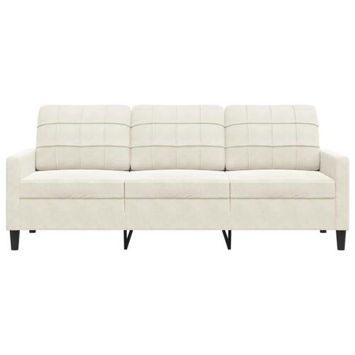 3-personers sofa 180 cm fløjl cremefarvet