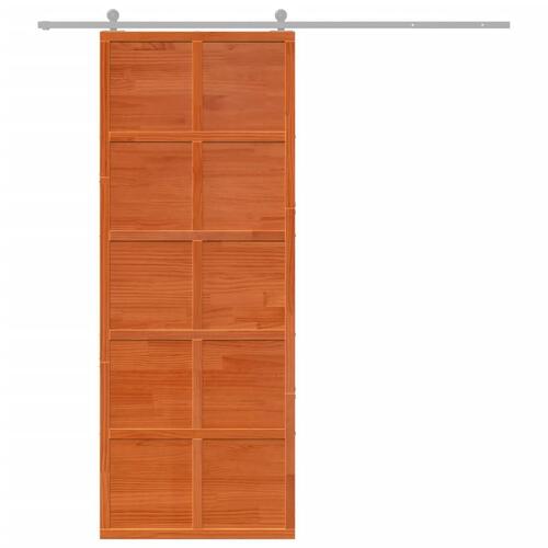 Skydedør 80x208 cm massivt fyrretræ gyldenbrun