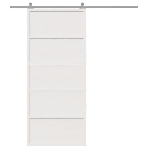 Skydedør 90x208 cm massivt fyrretræ hvid