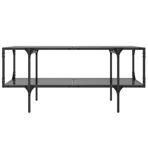 Sofabord med sort glastop 98,5x50x45 cm stål