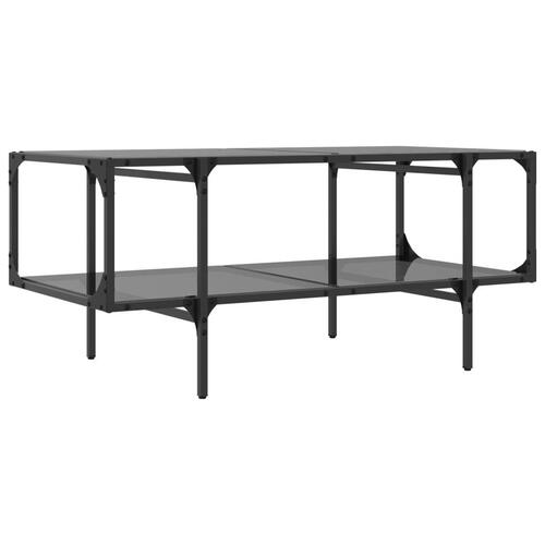 Sofabord med sort glastop 98,5x50x45 cm stål
