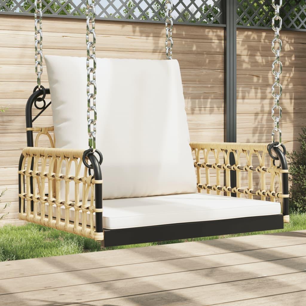 Hængestol med hynder 63x58x39 cm polyrattan og stål